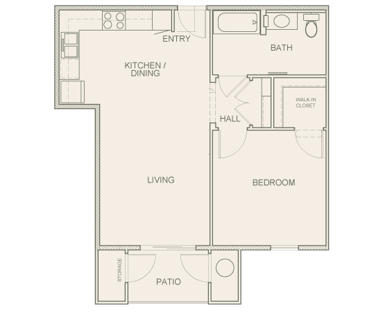 Olive Ranch Apartments | Unit A One Bedroom Floor Plan